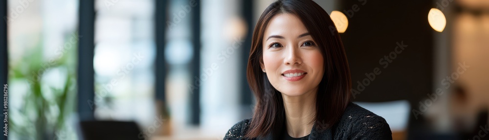 Confident Asian woman leading a roundtable discussion, executive office setting, leadership and communication Confident Asian woman leading a roundtable discussion, executive office setting, leadership and communication