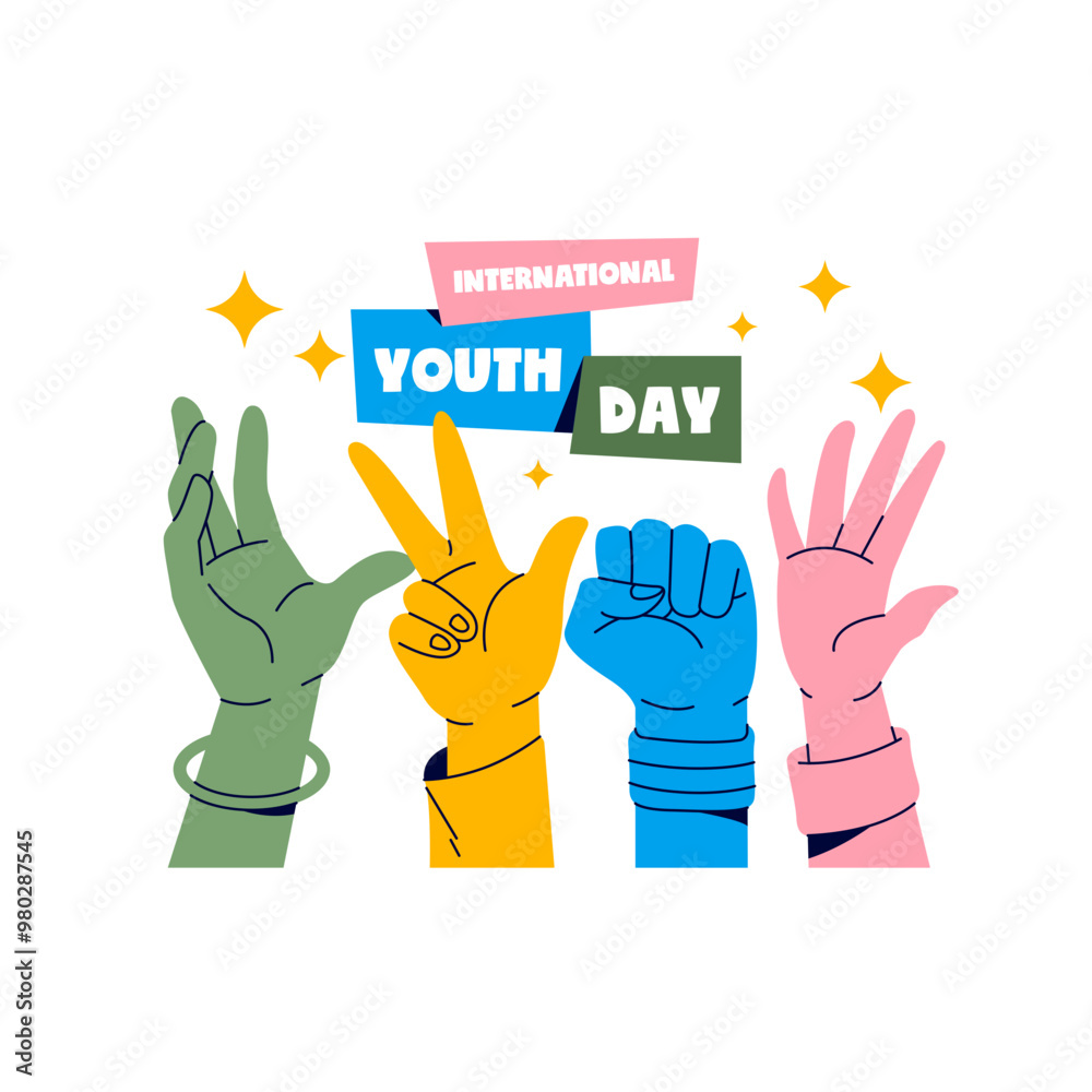 Fototapeta premium International Youth Day hands illustration