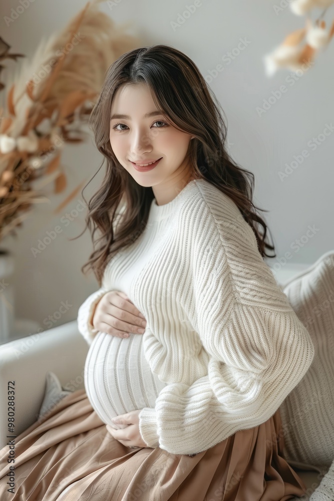 Naklejka premium A pregnant young woman