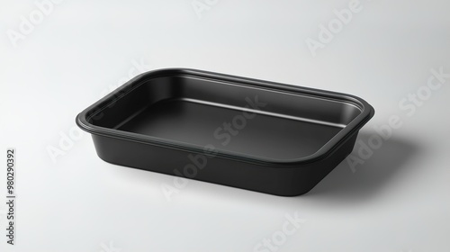 Rectangular black tray with a smooth minimalist finish