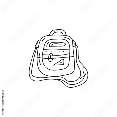 Line drawing of a crossbody bag