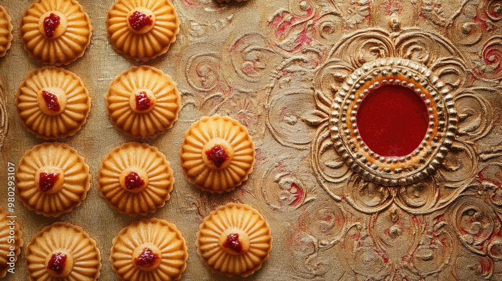 Delicious peda arranged in a decorative pattern with plenty of copy space for festival greetings Delicious peda arranged in a decorative pattern with plenty of copy space for festival greetings