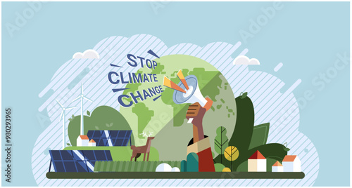 Climate change. Save the planet. Vector illustration Climate change requires us to adapt and implement sustainable practices Earth pollution affects ecosystems and humhealth negatively Choose