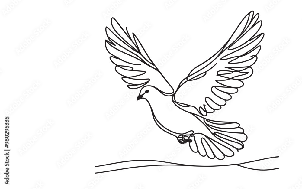 one continuous single line drawing of flying white dove illustration on white on freedom day one continuous single line drawing of flying white dove illustration on white on freedom day