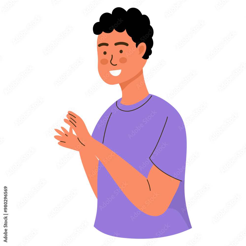 Excited Person Character with Cartoon Style. Isolated Vector Illustration Excited Person Character with Cartoon Style. Isolated Vector Illustration