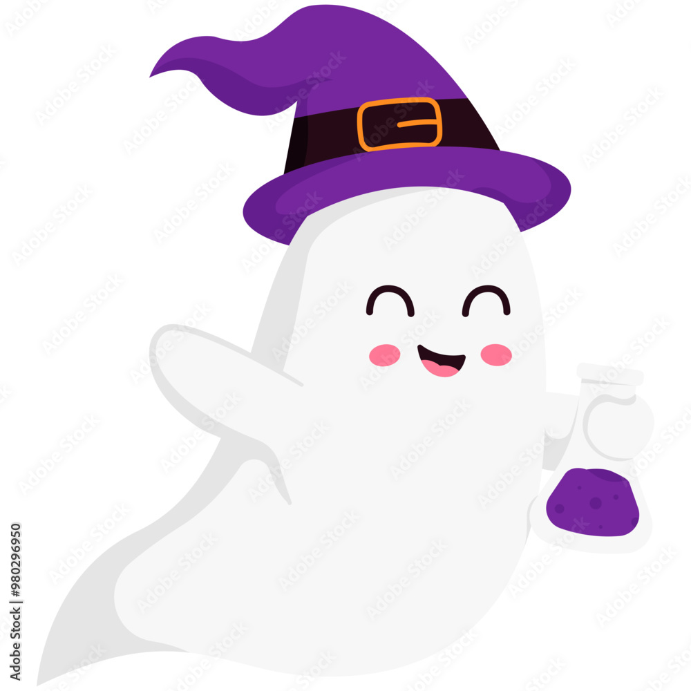 Cute Halloween Ghost Holding Potion Liquid