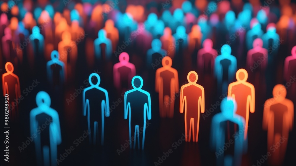 A vibrant illustration of abstract figures in luminous colors, symbolizing diversity and community in a digital landscape. A vibrant illustration of abstract figures in luminous colors, symbolizing diversity and community in a digital landscape.