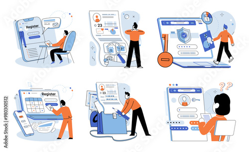 User authorization. Vector illustration. Registering for account involves user verification and authentication Secure communication channels are vital for protecting user information User identity