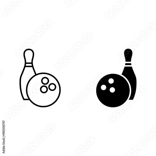 bowling vector icon set. pin bowling icon color editable