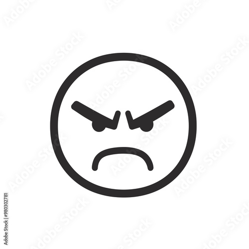 A minimalistic black line drawing of an angry face, featuring furrowed brows and a frown, conveying a sense of frustration clearly in a modern design