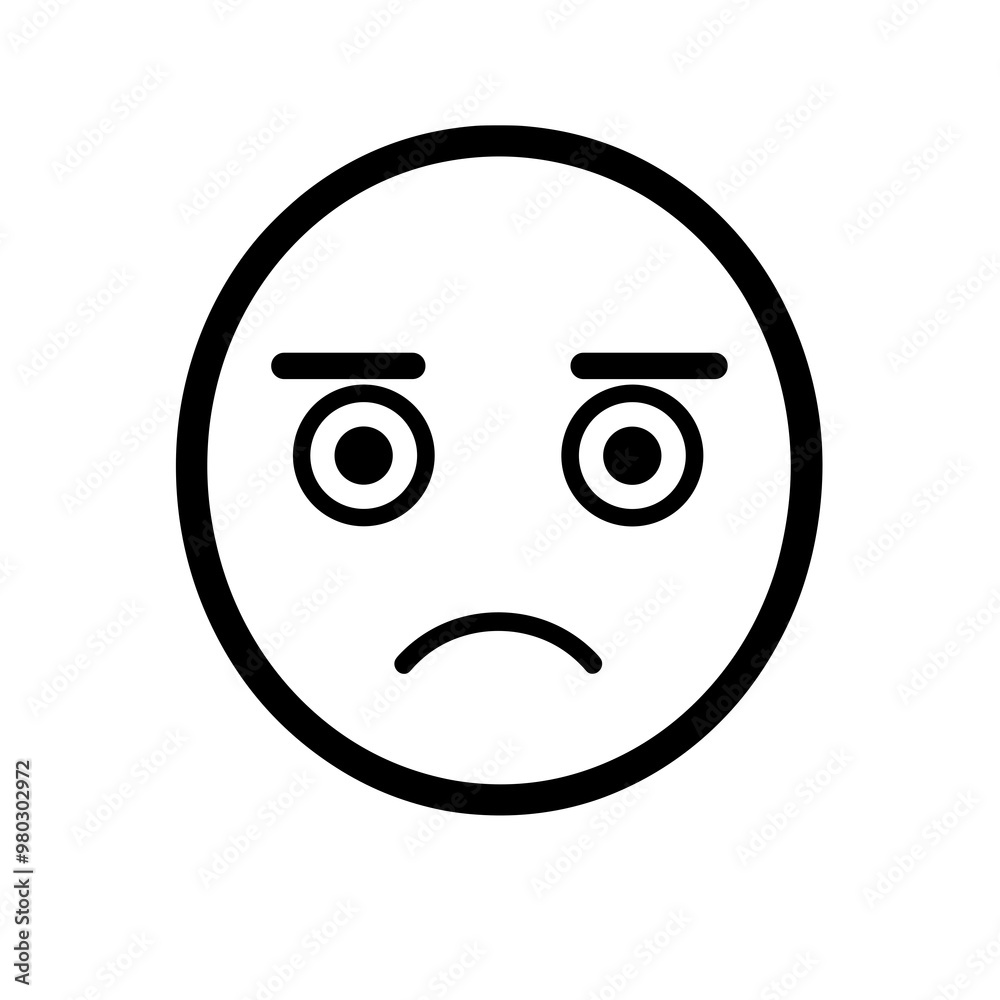 This vector icon features a simple line drawing of a sad face, capturing emotions of disappointment and introspection, perfect for digital applications This vector icon features a simple line drawing of a sad face, capturing emotions of disappointment and introspection, perfect for digital applications