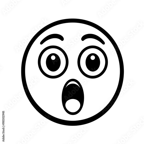 This vector icon represents a surprised face, characterized by large, expressive eyes and an open mouth, perfect for conveying astonishment or shock