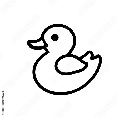 This vector illustration features a minimalist black line drawing of a duck, perfect for use in graphic designs, logos, or icons across various applications photo