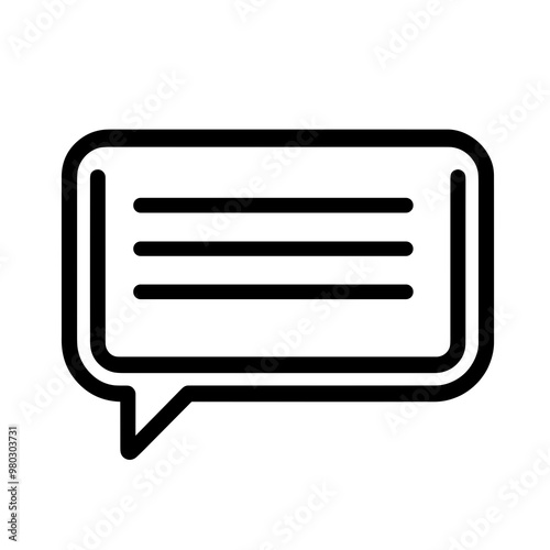 This vector illustration showcases a minimalistic message sign represented by a rectangular speech bubble, designed for clear communication purposes