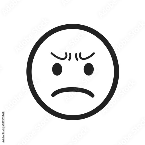 This vector icon illustrates a frowning face with a simple line design, conveying a negative emotion suitable for various digital contexts