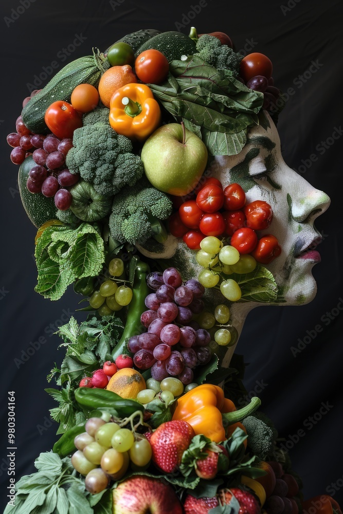 Fashionable women's clothes pieced together with fruits Fashionable women's clothes pieced together with fruits