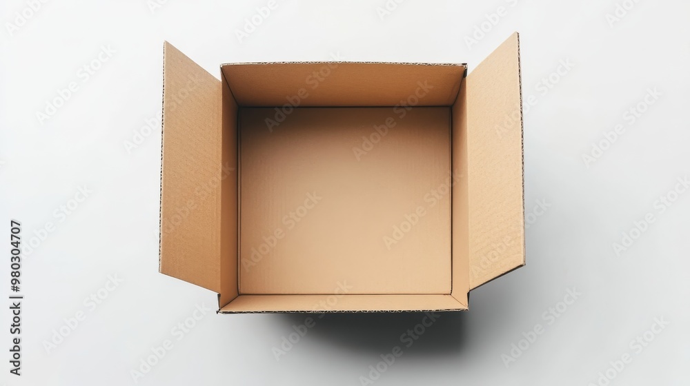 Open Cardboard Box Empty Top View White Background Open Cardboard Box Empty Top View White Background