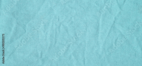 Green cotton fabric texture background, Wrinkle surface textile, wallpaper, banner