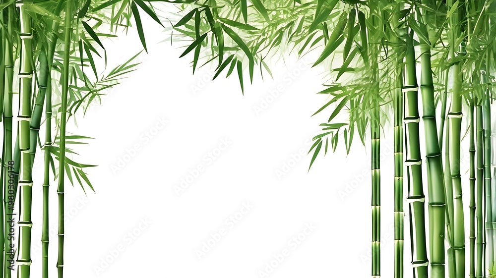 Fototapeta premium Right-aligned clump of bamboo, flat design on white background