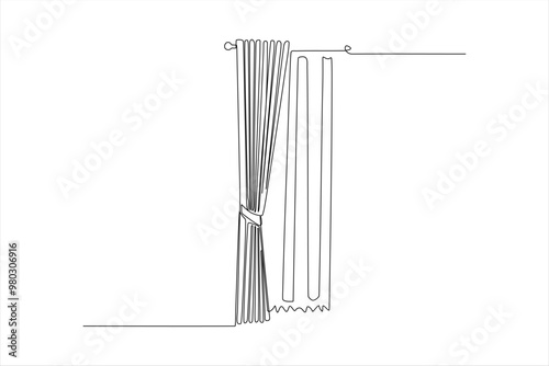 curtain continuous line vector illustration