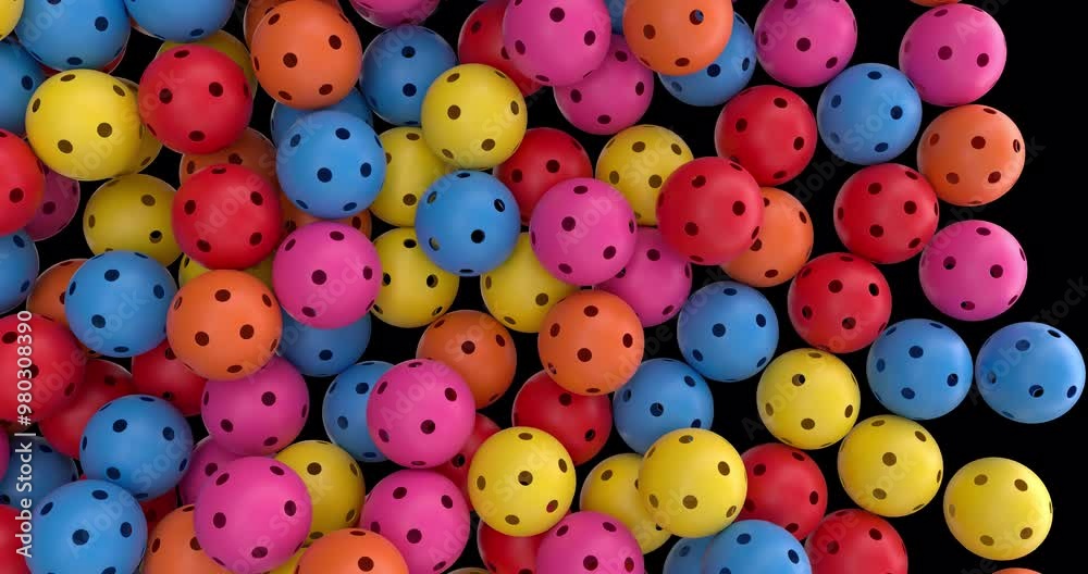 3d Pickleball filling up on an alpha channel background