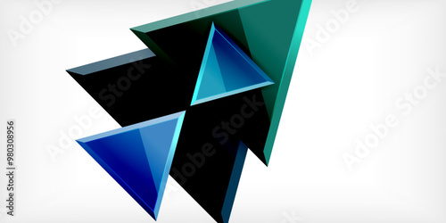 Abstract background - colorful triangles with 3d effect. Vector Illustration For Wallpaper, Banner, Background, Card, Book Illustration, landing page