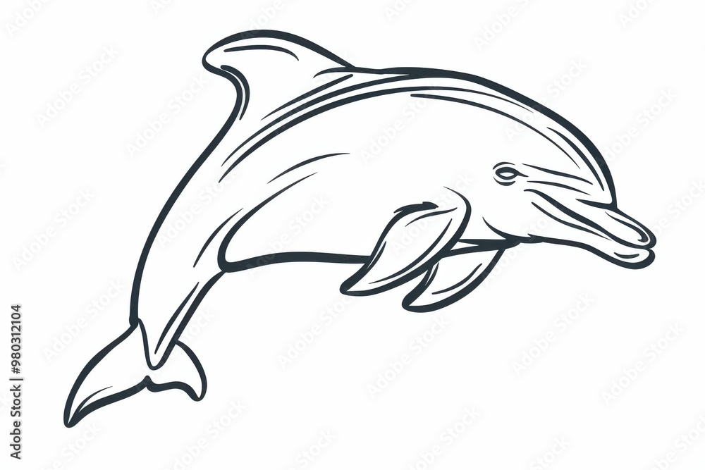 Graceful outline of a jumping dolphin in peaceful waters Graceful outline of a jumping dolphin in peaceful waters
