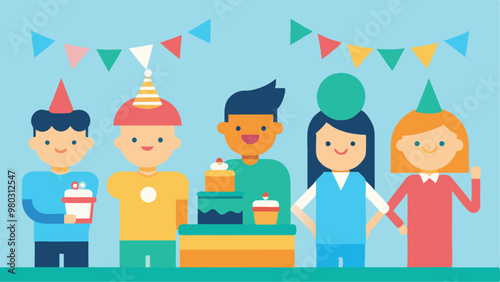 Happy birthday party - minimalist vector illustration.