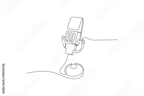 continuous line vector illustration of a mic