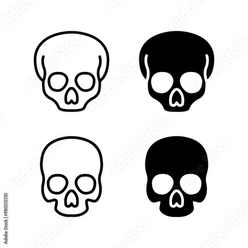 Skull icon set. sign for mobile concept and web design color editable