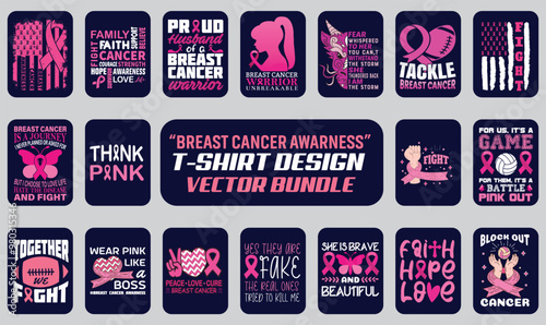 Breast cancer awareness tshirt design vector bundle 