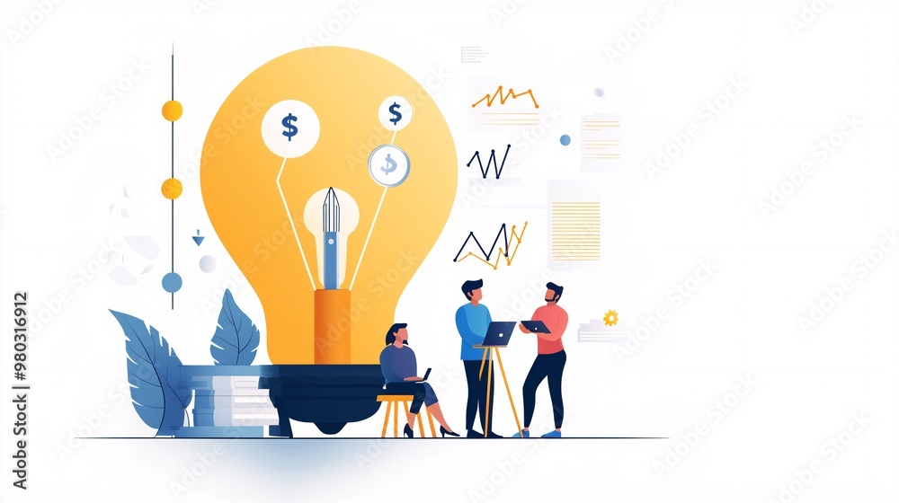 business team with idea business team with idea