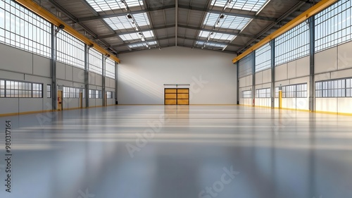 A factory hall with solar panels connected to an energy storage system