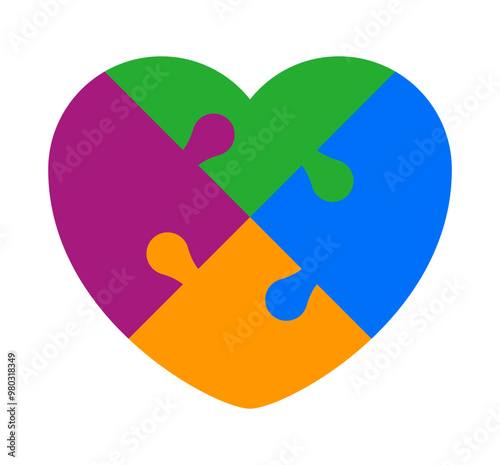 puzzle heart shape colorful, jigsaw game heart template, puzzle pieces