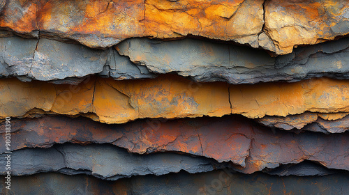 rock layers form a striking geometric texture, symbolizing strength, resilience, and the passage of time. The natural formation reflects the raw power of geological forces in nature