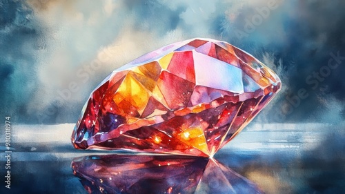 A sparkling watercolor gem with fluid brush strokes and a radiant glow.