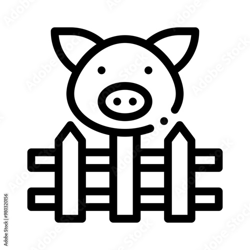 pig line icon