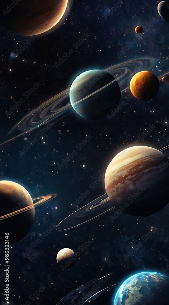 A futuristic space-themed mobile wallpaper with glowing planets, bright shooting stars, and swirling galaxies, set against a dark starry background A futuristic space-themed mobile wallpaper with glowing planets, bright shooting stars, and swirling galaxies, set against a dark starry background