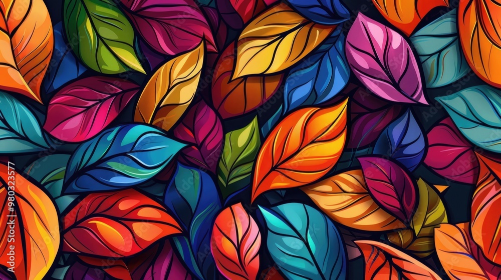 Bright funny seamless pattern with abstract leaves Bright funny seamless pattern with abstract leaves