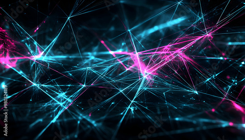 Abstract glowing lines and points forming a network on a dark background.