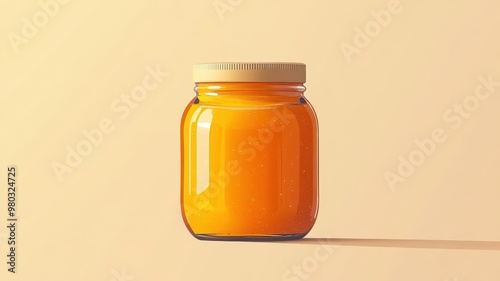 A minimalist flat design orange marmalade jar with simple shapes and a modern aesthetic.