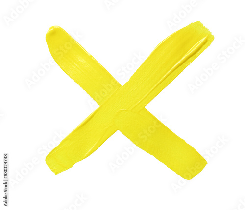Obraz na płótnie Cross mark of Yellow brush isolated with transparent image. w salonie