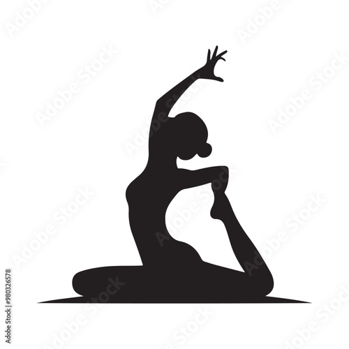  yoga women silhouettes vector art illustration.