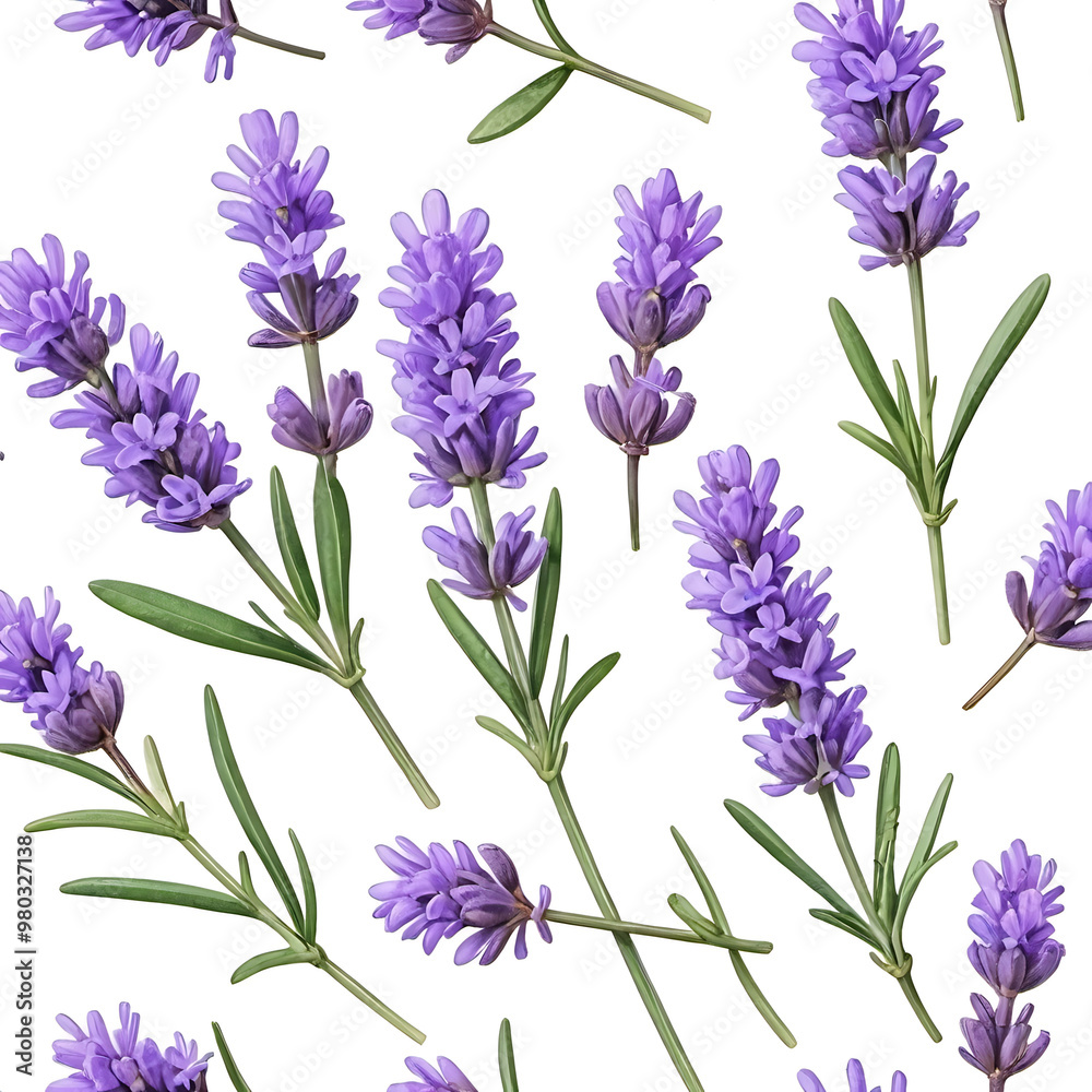 Naklejka premium Lavender Sprigs with Purple Blooms