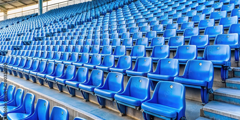 Empty blue seats in a soccer stadium, perfect for sporting and musical events, soccer stadium, empty seats, blue Empty blue seats in a soccer stadium, perfect for sporting and musical events, soccer stadium, empty seats, blue