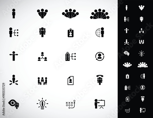 Universal business management and human resources icon set. Universal icons for web and mobile. Vector.