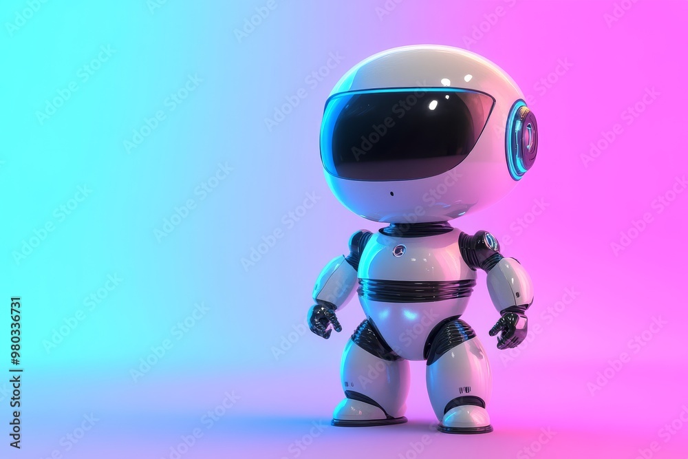 Cute Robot in Neon Lights. Cute Robot in Neon Lights.