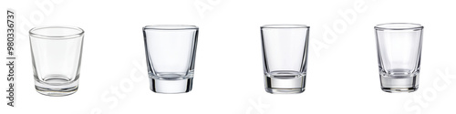 Wallpaper Mural A collection of four stylish clear glass shot glasses ideal for cocktails, parties, or special events. transparent background Torontodigital.ca