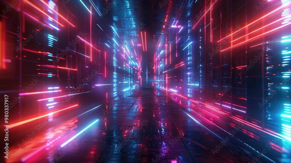 abstract futuristic neon background with glowing ascending lines. Fantastic wallpaper abstract futuristic neon background with glowing ascending lines. Fantastic wallpaper