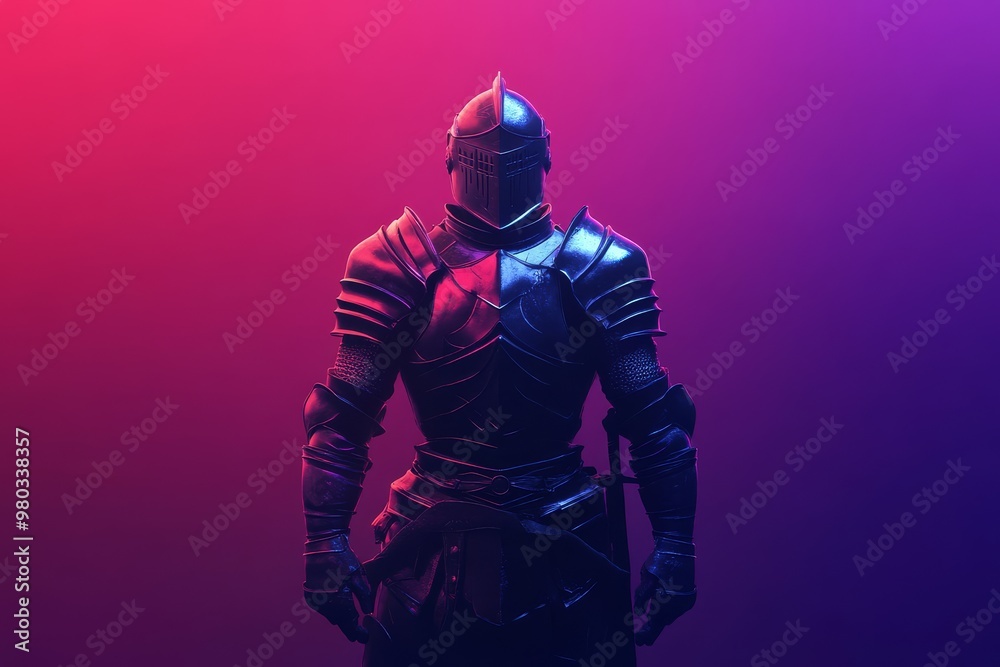 Fototapeta premium Knight in Neon Light.